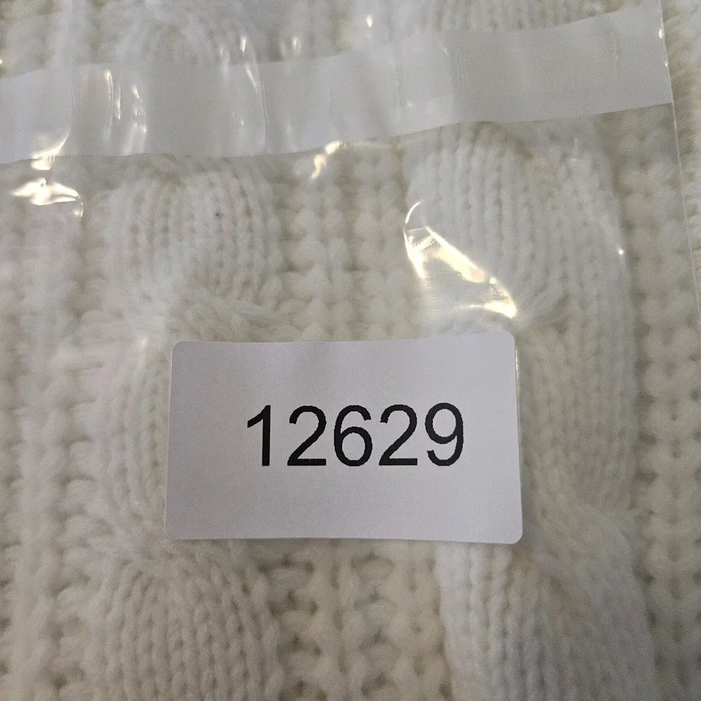 NWOT Sugarlips Sweater Women‎ XL Crew Neck Cable Knit White Preppy